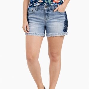 Maurices Light Blue Jean Shorts with Dark Blue Lace
